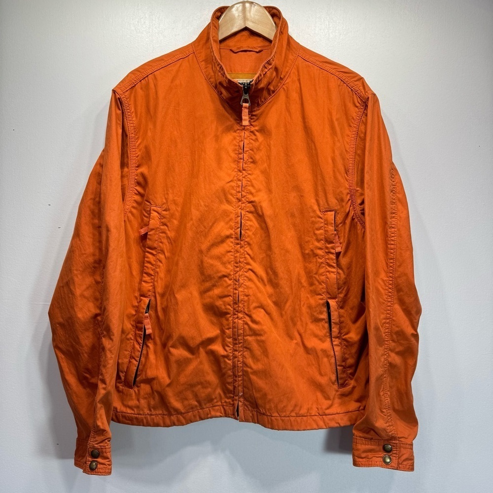 Timberland Orange Windbreaker Zip Front Zipper Pockets Men’s Size Large